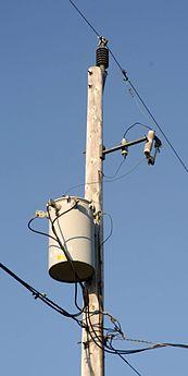 class 5 utility pole with transformer electricity
