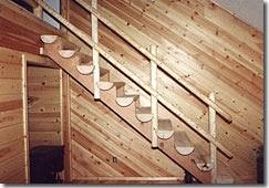 interior lodgepole pine stairs and handrailing