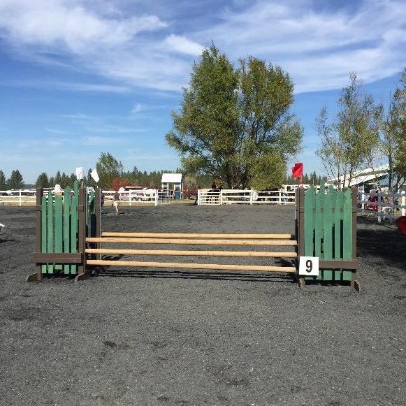 horse wood jump rails in use